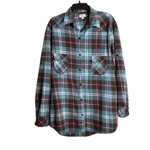 Matchstick XXL Plaid Flannel Shirt Top Blue Pink Brown